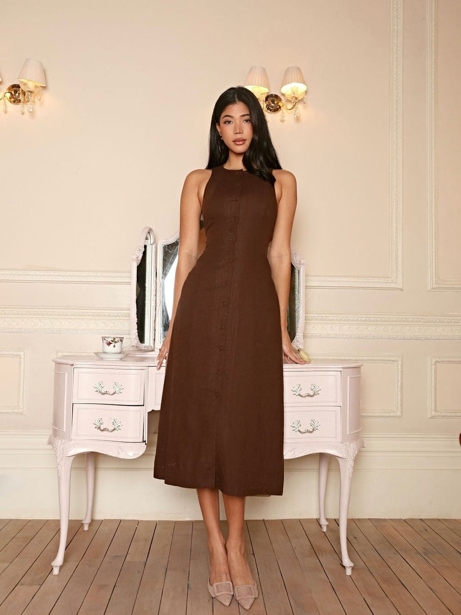 Farmwife Linen Dress Choco