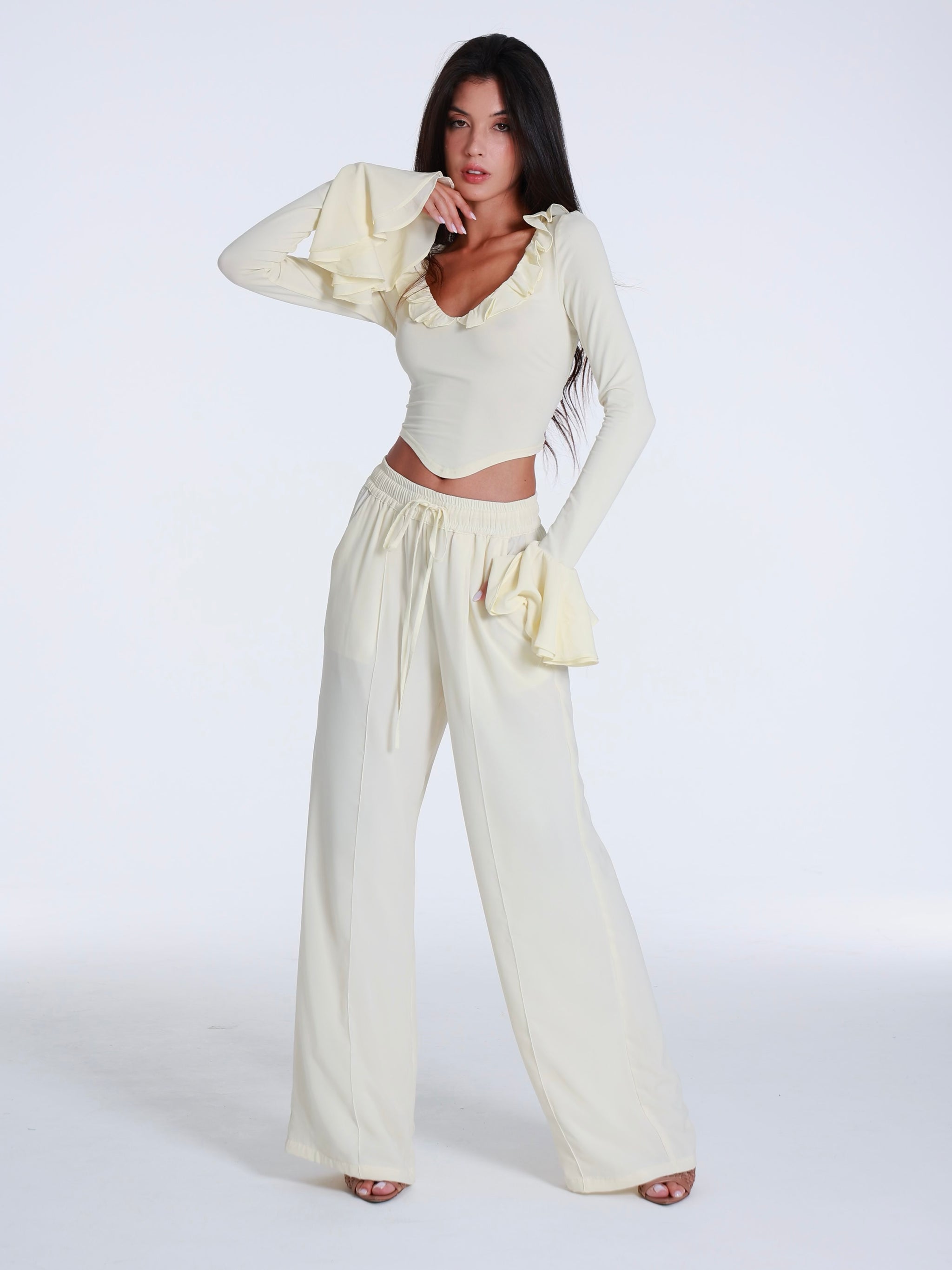 Ruffled Bell Sleeve Top – marbl.ae