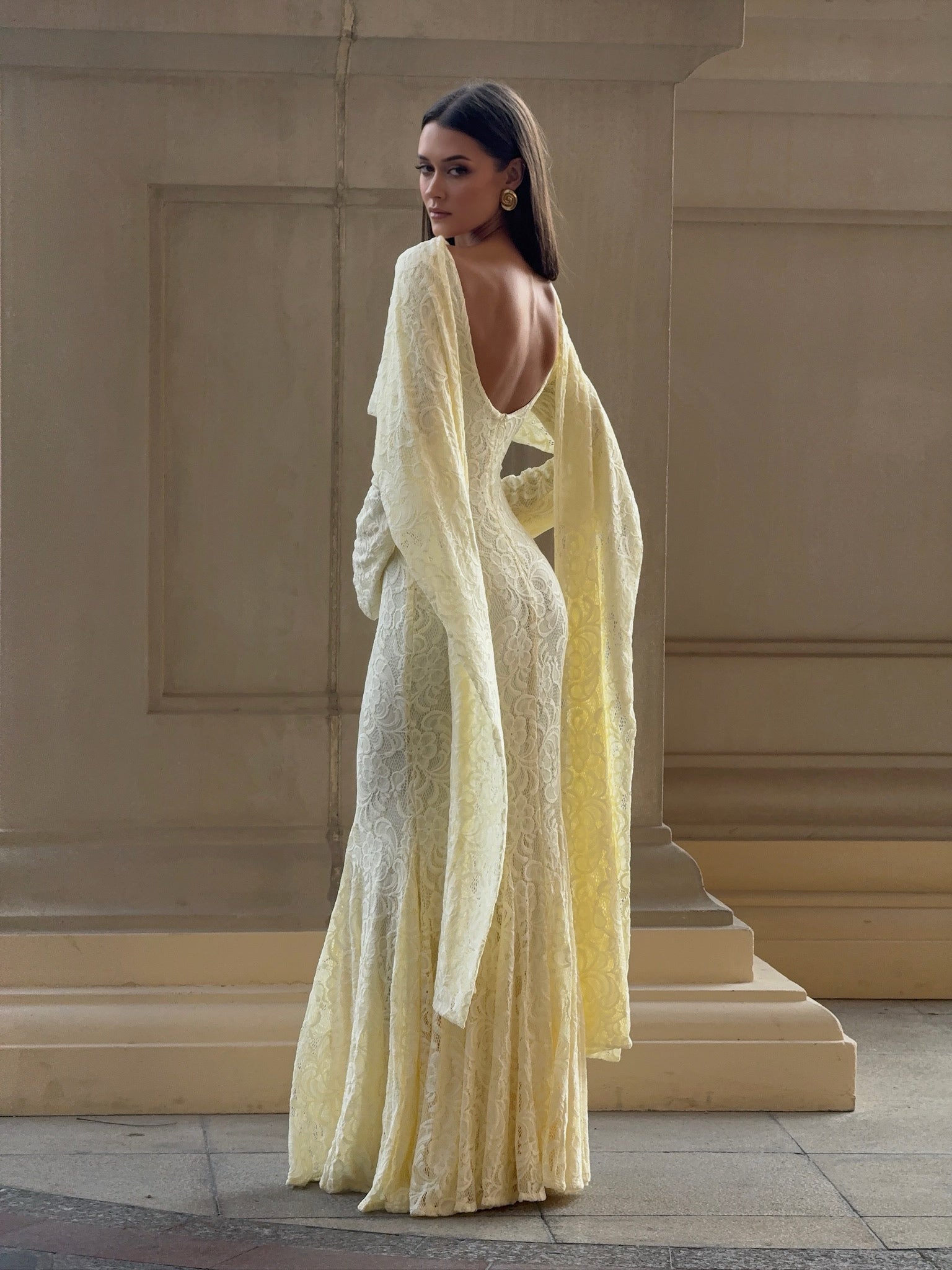 cream and gold lace dress Cream Short Sleeve Embellished Formal Gown 23629