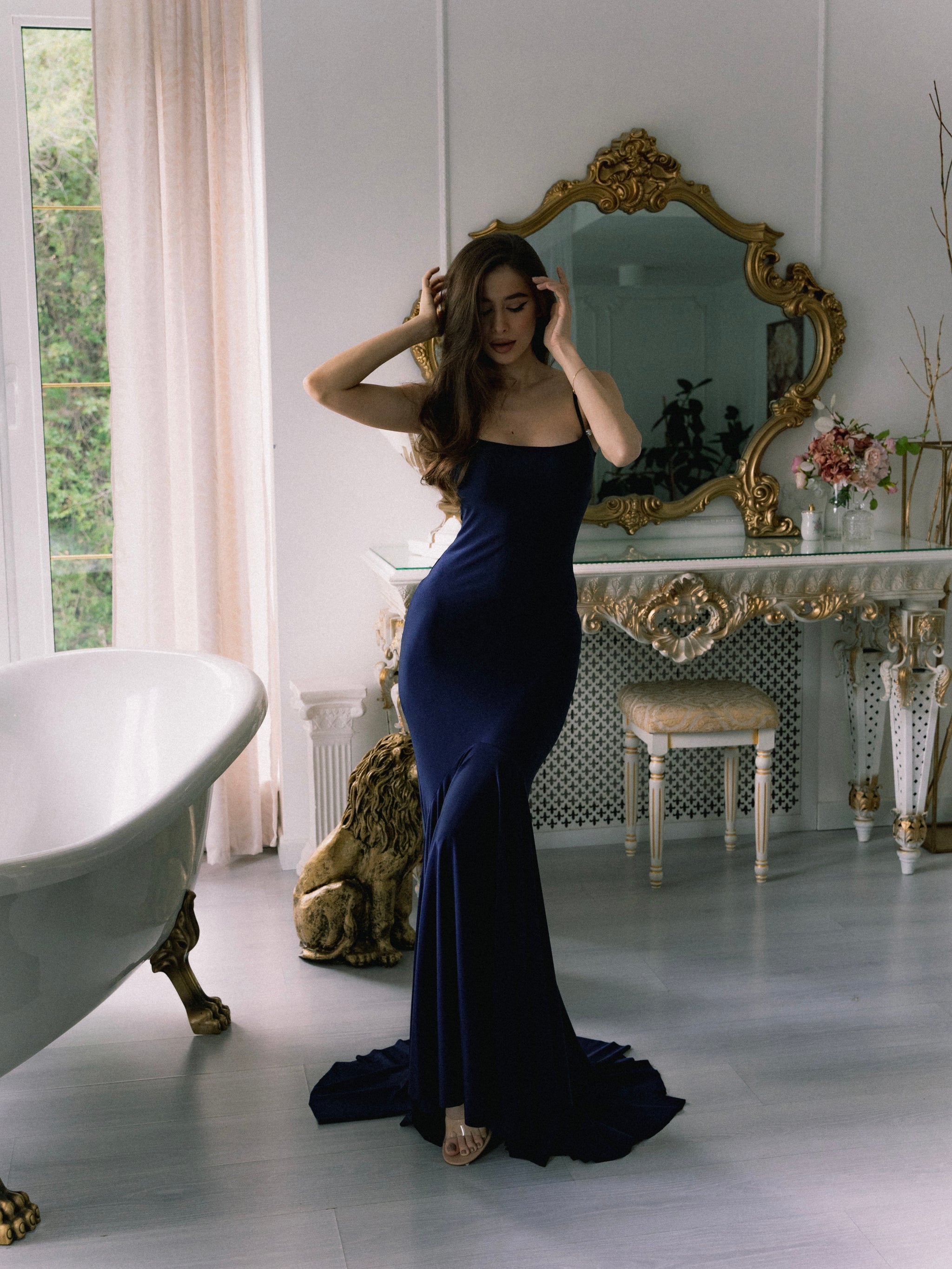 long sleeve bardot evening dress Pleated Bell Sleeve Bardot Neck Maxi Dress Obsidian Black / S