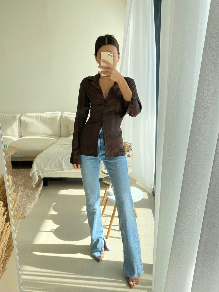 Silky Button Up Blouse - marbl.ae